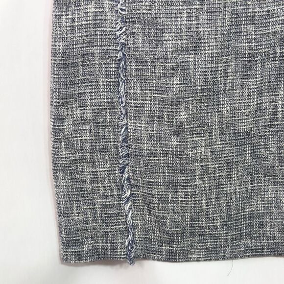 J McLaughlin Size 10 Skirt Tweed Blue White Fringe Lined Back Zip Career 431 - Picture 3 of 10